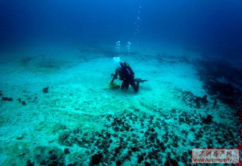 潜水员在中国运煤货轮“神能一号”触礁漏油的地点进行检查